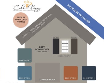 WARM GRAY Mid-Tone Exterior Paint Color Scheme: Sherwin-Williams (Digital Download)