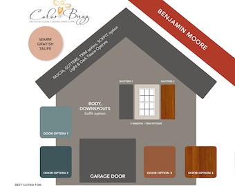 WARM GRAY TAUPE Exterior Paint Color Scheme: Benjamin Moore (Digital Download)