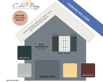GRAYED BLUE Home Paint Color Palette for Exterior: Sherwin-Williams (Digital Download)