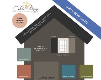 BRONZE Dark Exterior Paint Color Scheme: Sherwin-Williams (Digital Download)