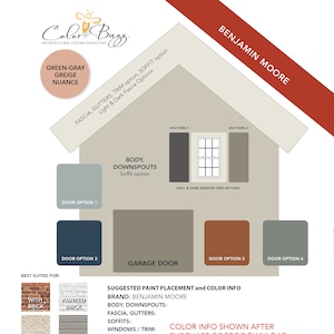 GREEN-GRAY-BEIGE | Home Exterior Paint Color Palette - Benjamin Moore