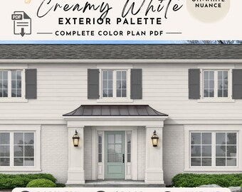 Off-White House Exterior Color Palette Sherwin Williams Paint Scheme New Homeowner Gift Home Improvement Farmhouse Traditional Modern