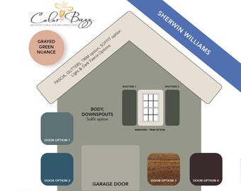 Exterior Paint Guide Sherwin Williams Green Gray House Color Palette Digital Download Plan Curb Appeal Craftsman Cottage Traditional