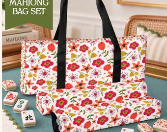 Mahjong Storage Bag Tile Organizer Canvas Case Game Solution Portable Travel Accessory Holder Women Gift Personalized Set Rack Tile Carrier
