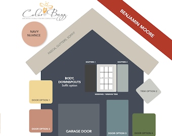 NAVY Exterior Paint Color Scheme: Benjamin Moore (Digital Download)