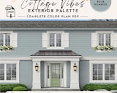 Blue Cottage House Exterior Color Palette Sherwin Williams Paint Scheme New Homeowner Gift Home Improvement Craftsman Coastal Beach