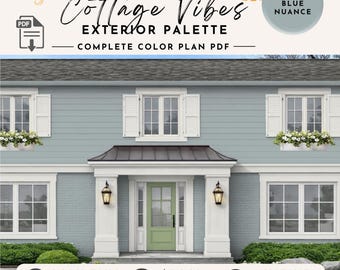 Blue Cottage House Exterior Color Palette Sherwin Williams Paint Scheme New Homeowner Gift Home Improvement Craftsman Coastal Beach