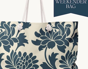 Weekender Bag Large Tote Bag Birthday Gift Idea for Women Travel Accessories Overnight Bag Beach Tote Shopping Floral Lined Tote Bag Books