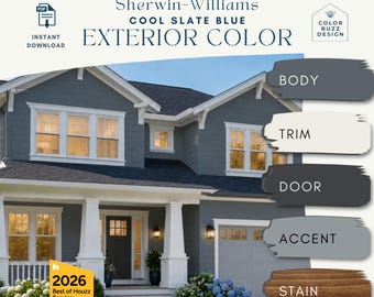 Blue Gray Home Color Mid Century Improvement Paint Scheme Design Guide Renovation Curb Appeal Planning New Build Exterior Color Ideas Airbnb