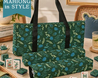 Mahjong Storage Case Travel Organizer Bag Set Canvas Carrier Tile Holder Rack Player Gift Accessory Kit Game Pouch Pusher Rack tote for Her