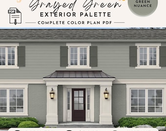 Green Gray House Exterior Color Palette Sherwin Williams Paint Scheme New Homeowner Gift Home Improvement Craftsman Cottage Traditional