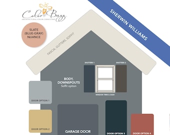 Exterior Paint Palette Slate Blue Home Exterior Color Consulting Digital Download Paint Color Curb Appeal Sherwin Williams Architectural Hue