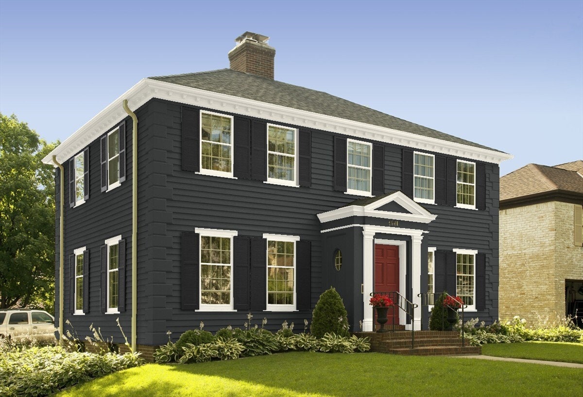 Modern Black Home Exterior Color Palette Benjamin Moore Etsy