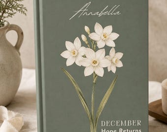 Journal December Birthday Gift Idea Birth Month Flower Custom Name Journal Gift for Her Monogrammed Notebook Floral Travel Diary Book Club
