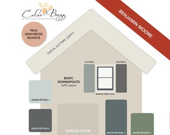 PALE GRAYED BEIGE Exterior Paint Color Scheme: Benjamin Moore (Digital Download)