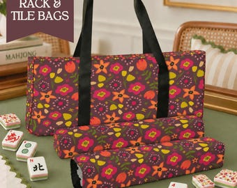 Mahjong Storage Bag Canvas Set Tile Organizer Case Holder Game Accessory Player Gift Board Piece Carrier Tote Pouch Equipment Travel for Her