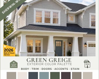 Green Greige Exterior Paint Palette Neutral Home Improvement Renovation Ideas Color Guide House Painting Project Planning Curb Appeal Design