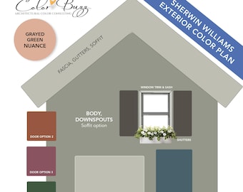 Green Exterior Paint Scheme House Sherwinwilliams Palette Instant Download Craftsman Cottage Traditional Renovation New Homeowner Gift Guide