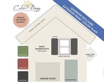 House Exterior Paint Guide  Farmhouse Renovation Plan Home Improvement White House Color Scheme Coordination Curb Appeal New Homeowner Gift