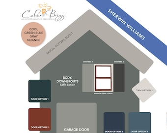BLUE-GREEN GRAY Exterior Paint Color Scheme: Sherwin-Williams (Digital Download)