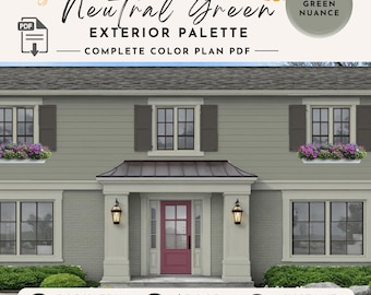 Green House Exterior Color Palette Sherwin-Williams Paint Scheme New Homeowner Gift Home Improvement Craftsman Cottage Traditional