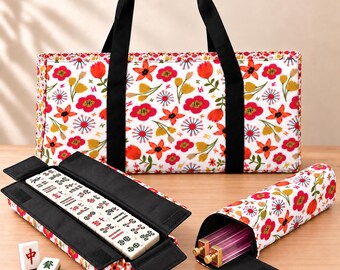 Mahjong Storage Bag Tile Organizer Canvas Case Game Solution Portable Travel Accessory Holder Women Gift Personalized Set Rack Tile Carrier