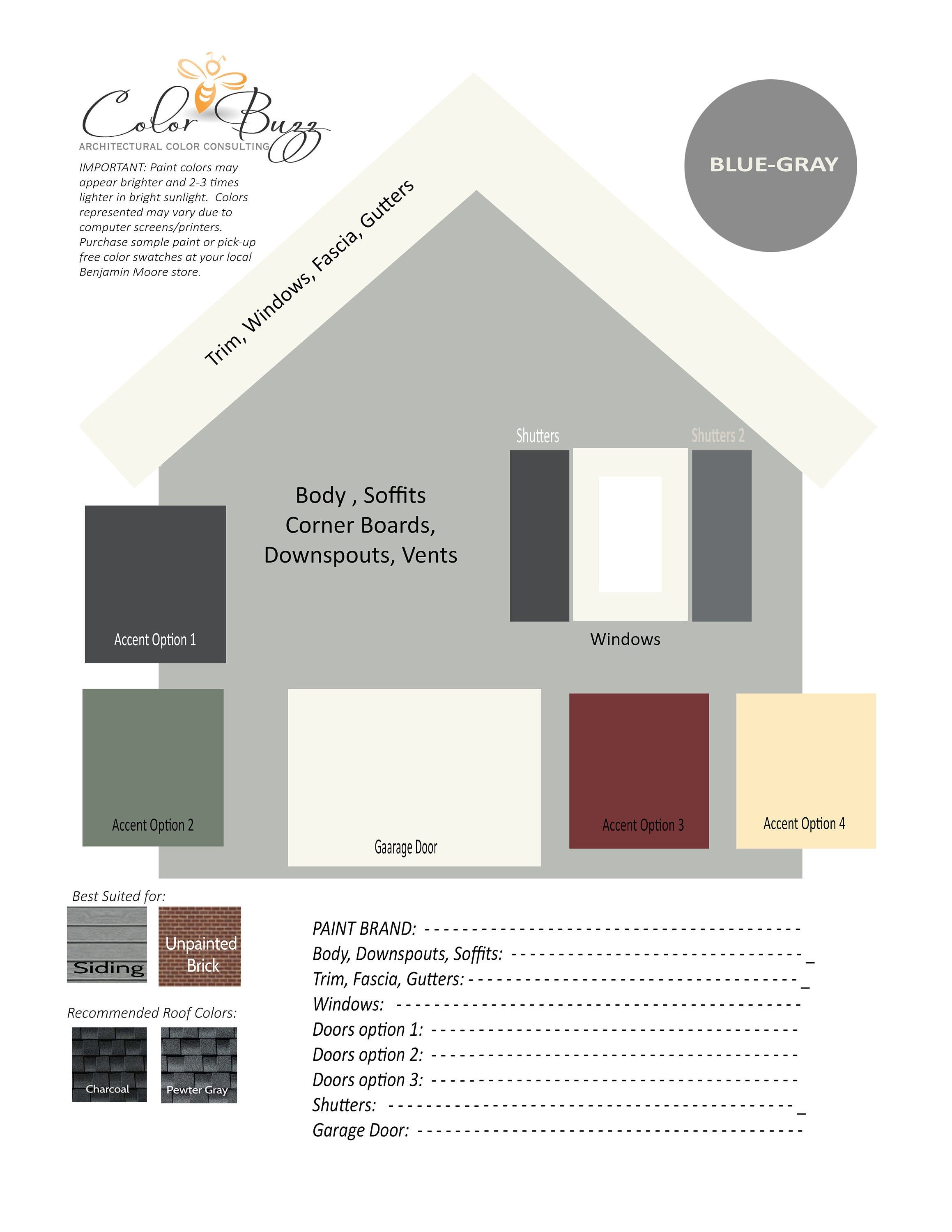 Custom Benjamin Moore Exterior Paint Color Package, Get Personalized