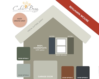 HAZY-GREEN GRAY Exterior Paint Color Scheme: Benjamin Moore (Digital Download)