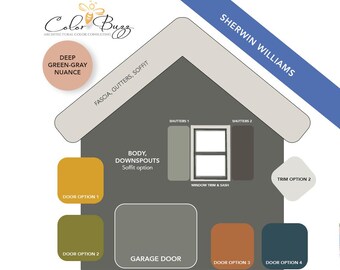DEEP GREEN-GRAY Home Color Palette for Exterior - Sherwin-Williams (Digital Download)