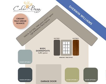 Exterior Paint Scheme Greige House Color Palette Sherwin Williams Gray Beige Farmhouse Cottage Traditional Home Renovation Resource New