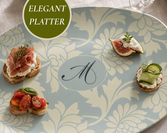 Floral Platter Oval Serving Tray Unbreakable Keepsake Dish Microwave Safe Kitchen Tableware Food Server Lightweight Personalized Platter