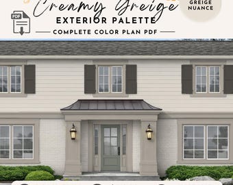 Greige House Exterior Color Neutral Palette Sherwin Williams Paint Scheme New Homeowner Gift Home Improvement Farmhouse Cottage Traditional
