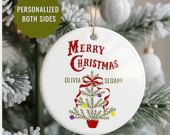 Porcelain Custom Ornament for Christmas Personalzied Name Monogram Tree Holiday Gift Family Keepsake Decorative Sentimental Gifts under 20