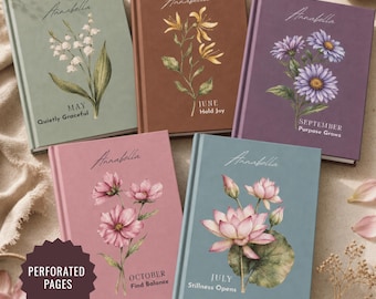 Birthday Month Journal Flower Custom Name Lined Notebook Personalized Gift for Her Custom Notebook Floral Travel Diary Gift Idea Graduates