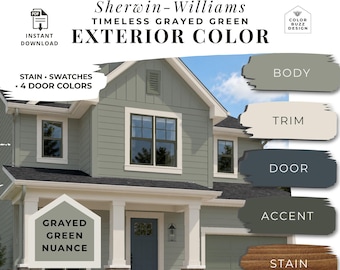 Exterior Paint Guide Renovation Planning New Build Grayed Green Color Palette Home Painting Project Curb Appeal Improvement Gift Homeowner
