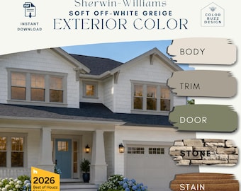 Off White Greige Home Sherwin-Williams Color Palette Home Makeover Color New Builds Plan Renovations Front Door Color Airbnb Exterior Ideas
