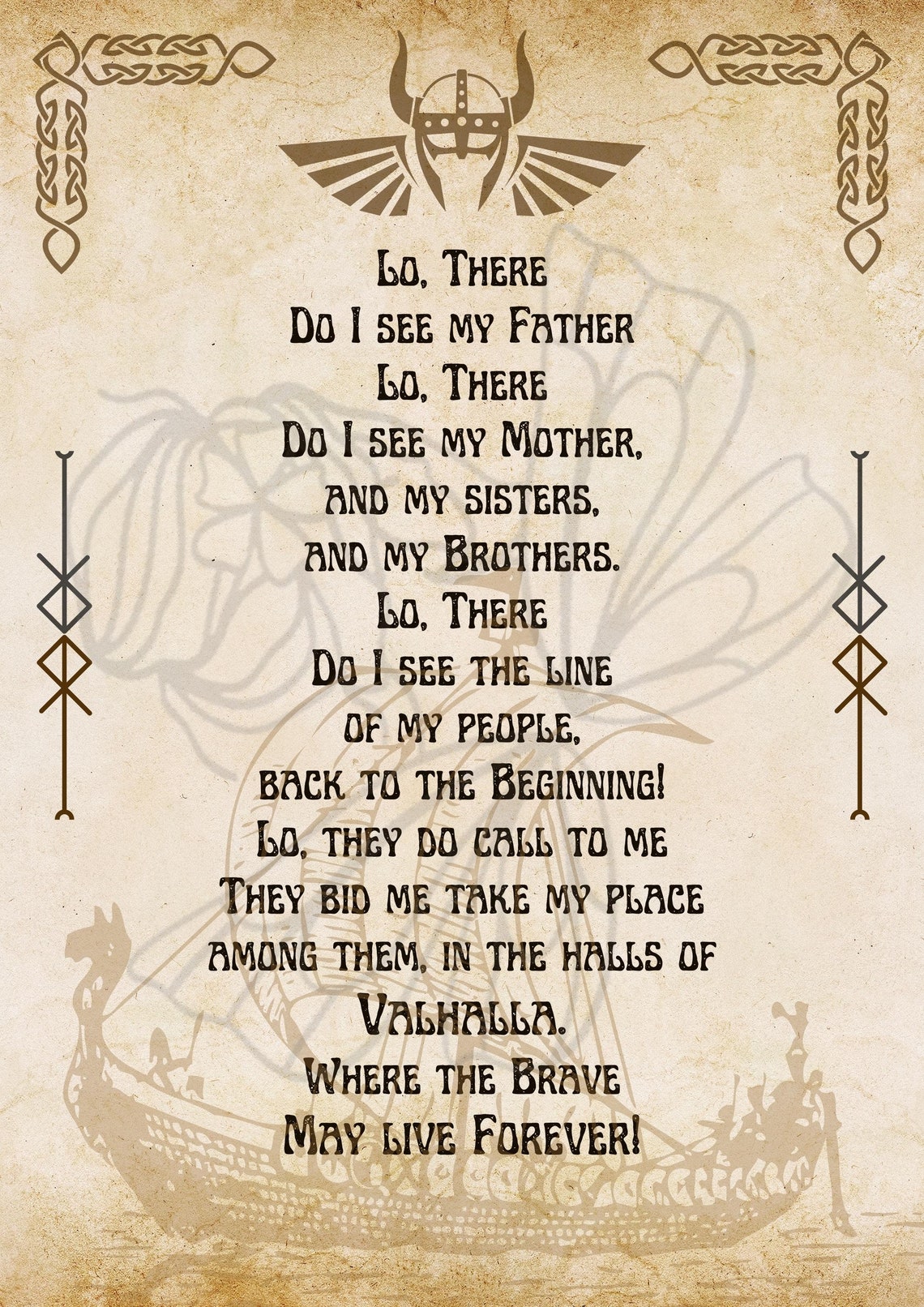 Viking Battle Prayer Lo There. Printable. Digital Print | Etsy UK