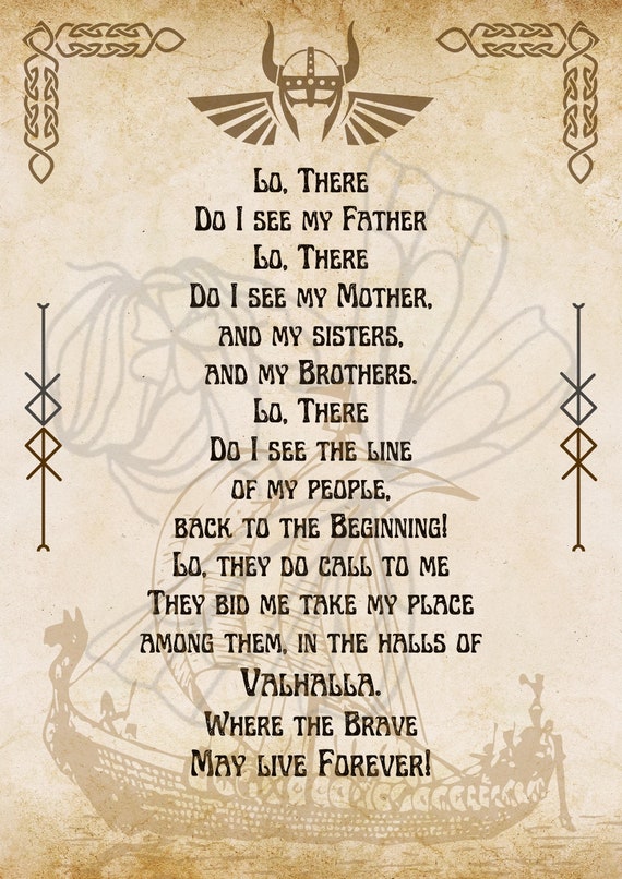Viking Battle Prayer Lo There. Printable. Digital Print Etsy UK
