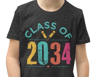 Class Of 2034 Youth T-Shirt, First Day Of School Shirt, Kindergarten Shirt, Preschool Tee, Summer Is Over, Back To School, Grandchild