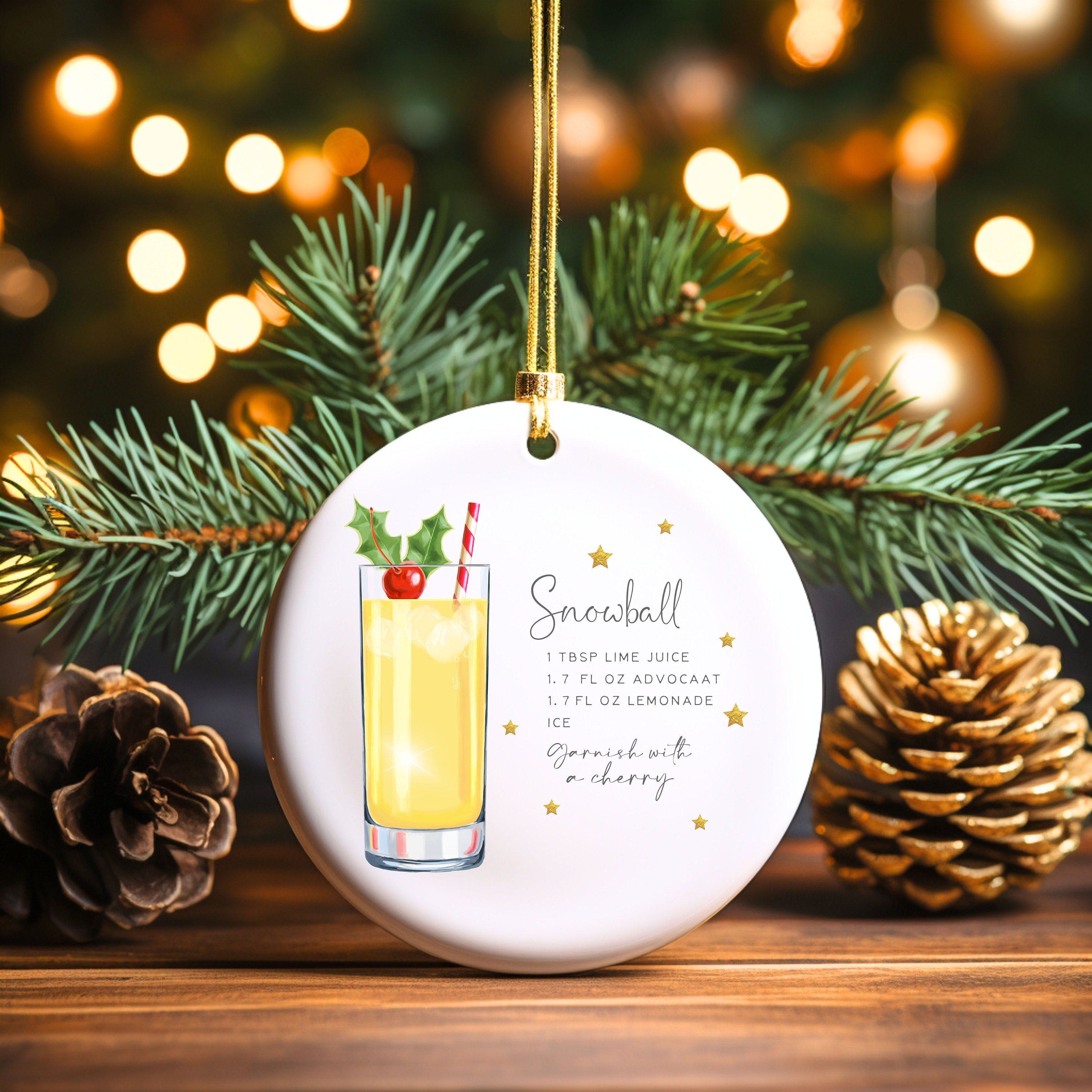 Holiday Drink Recipe Ornament, White Elephant Gift, Stocking