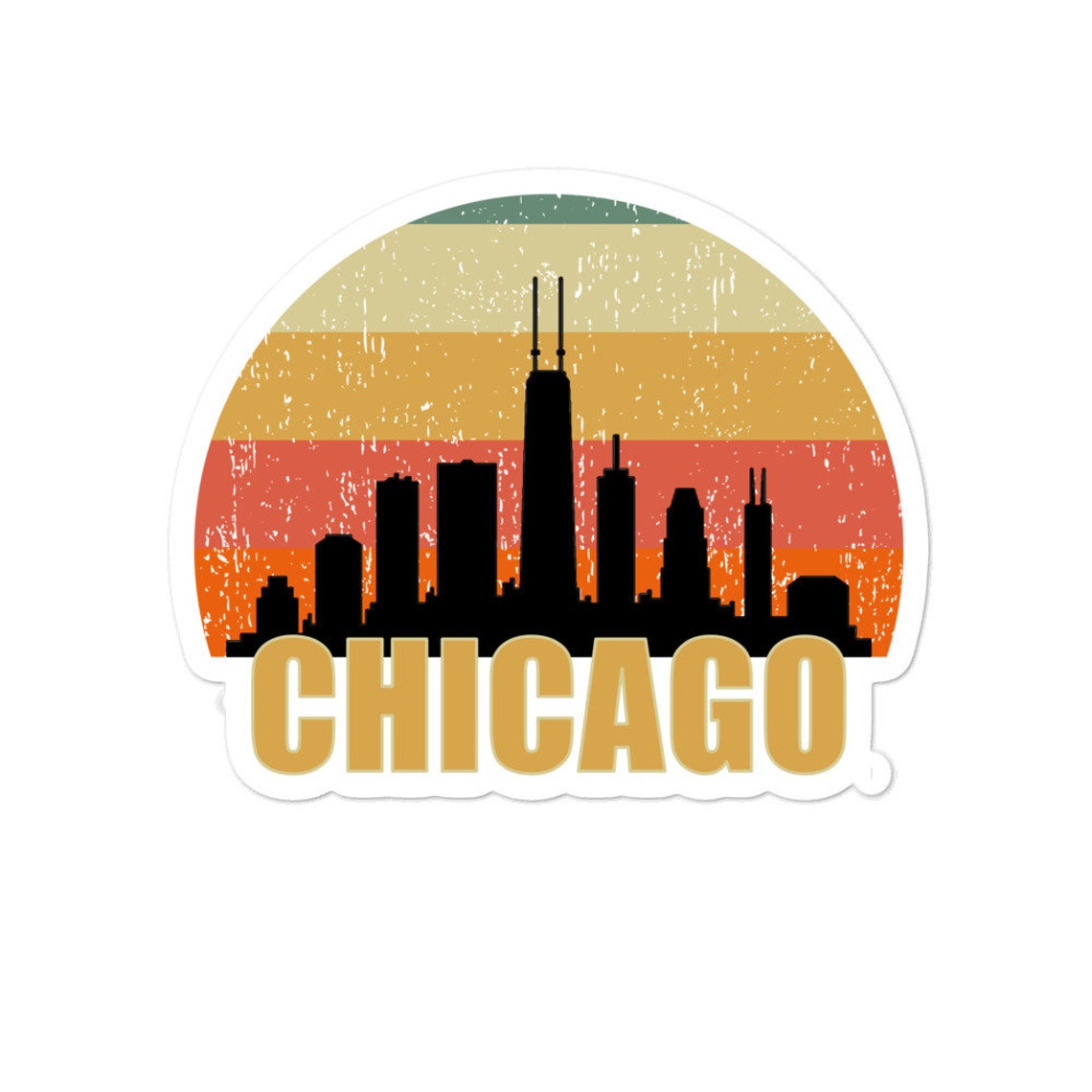 Chicago Skyline Silhouette Sticker, I Love Chicago Sticker, Chi Town