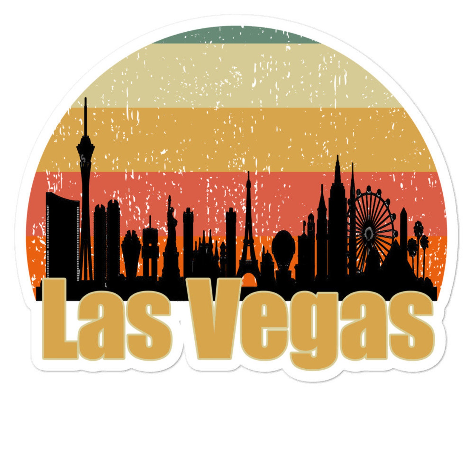 Las Vegas Skyline Silhouette Sticker Sin City Sticker City | Etsy