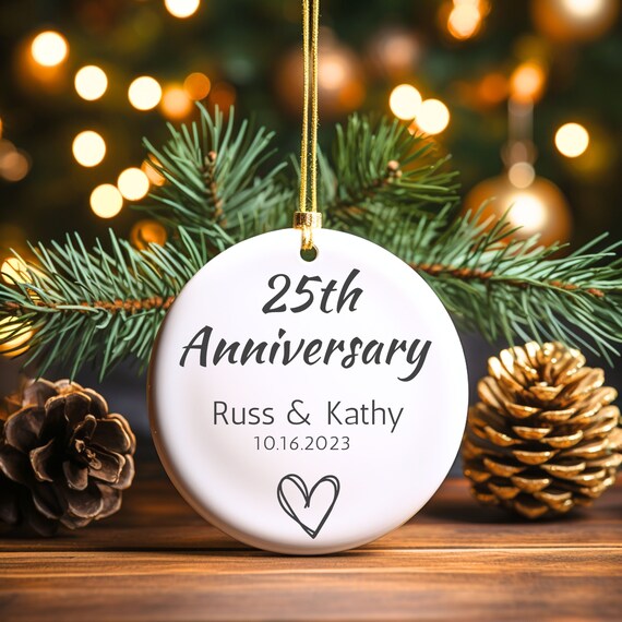 25th anniversary christmas ornament personalized Clearance
