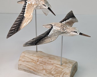 Wooden Flying Sandpipers Birds 12" High x 13.5"