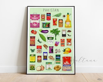 Pakistani Pakistan Cooking Kitchen in Colour Art Print / Wall Print / Wall Art / Home Decor / Kitchen Curry Wall Art