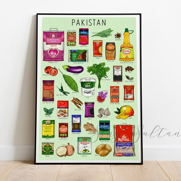 Pakistani Pakistan Cooking Kitchen in Colour Art Print / Wall Print / Wall Art / Home Decor / Kitchen Curry Wall Art