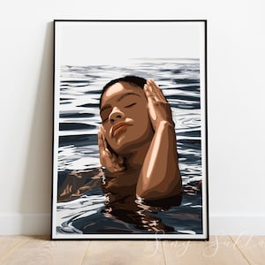 Out of the Sea Female Sea Art Print / Wall Print / Wall Art / Home Decor / Beach Art Print/ Travel Art