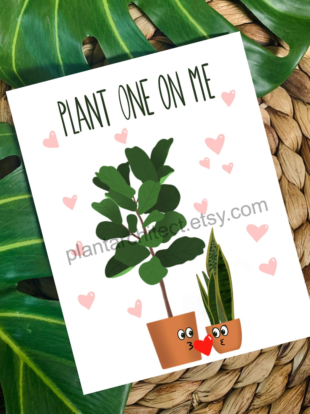 Digital Valentine's Day Card for Plant Lovers Plant One on Me Printable
