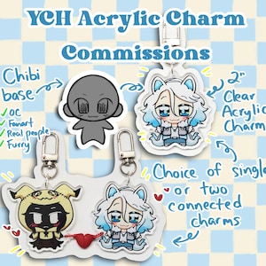 YCH chibi commission - 2&quot; acrylic custom magnetic heart charm