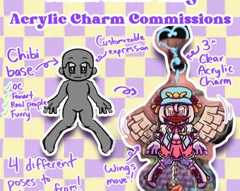 YCH commission - 3" moveable wing acrylic charm